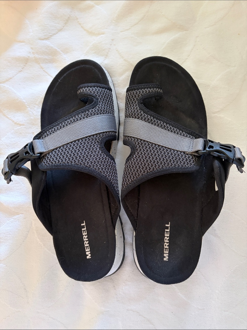 Merrell Women's Gray Mesh Adjustable Slide Sandals, size 10